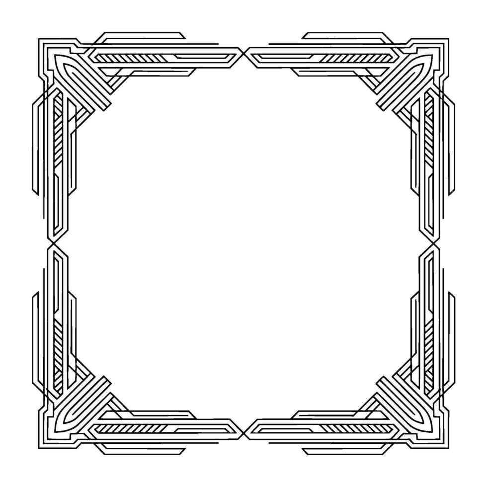 Geometric Art Deco Frame Border Black Lines on White vector