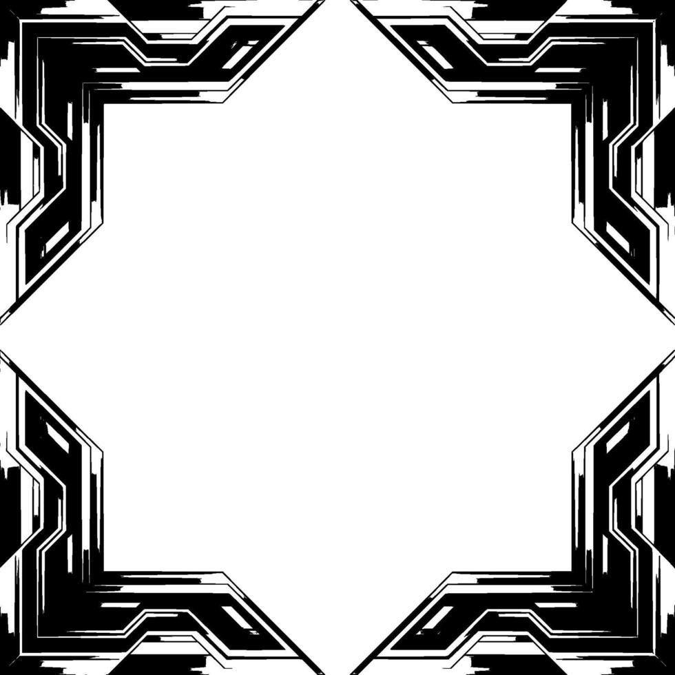 Geometric Art Deco Frame, Modern Black and Silver Border, Blank Space vector