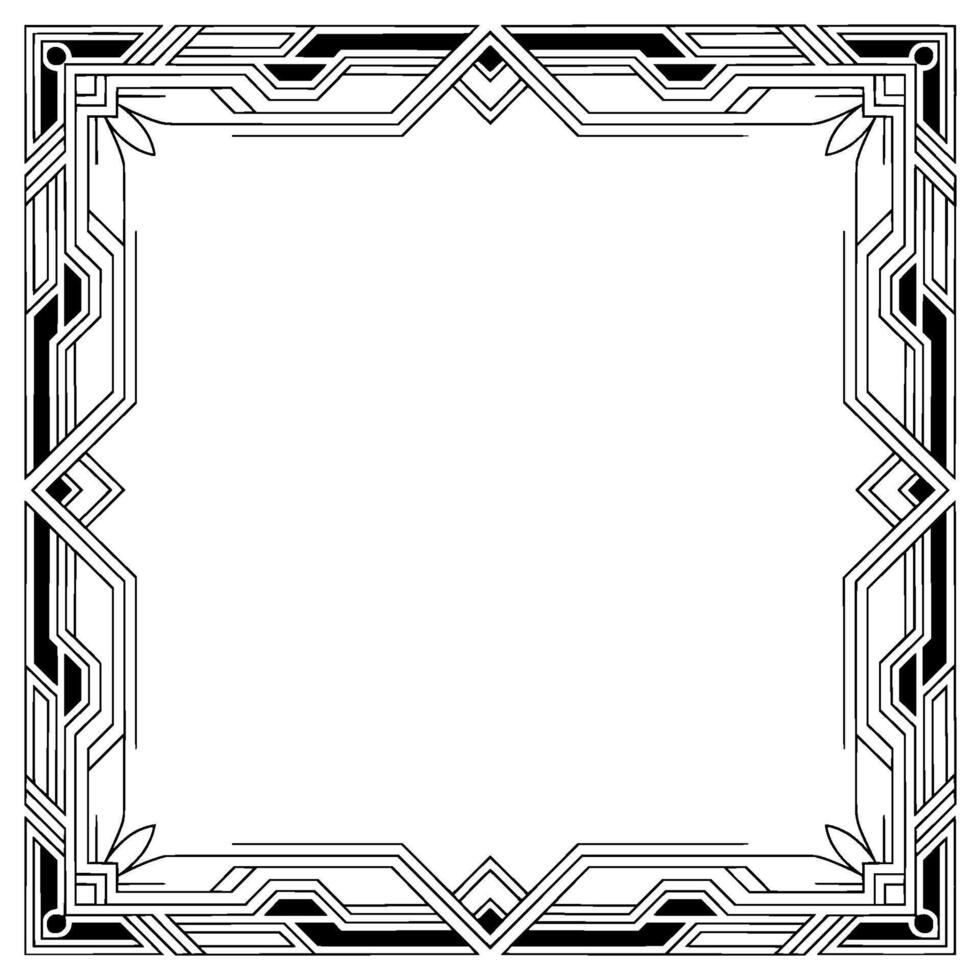 Elegant Art Deco Frame With Geometric , Monochromatic vector