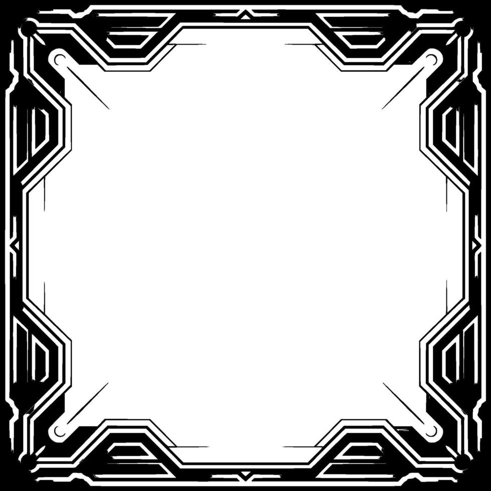 Abstract Geometric Frame With Metallic Silver and Black Modern vector