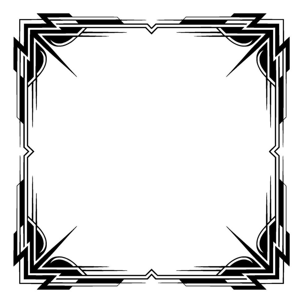 Art Deco Frame, Black and White Geometric , Decorative Border, Empty Space vector