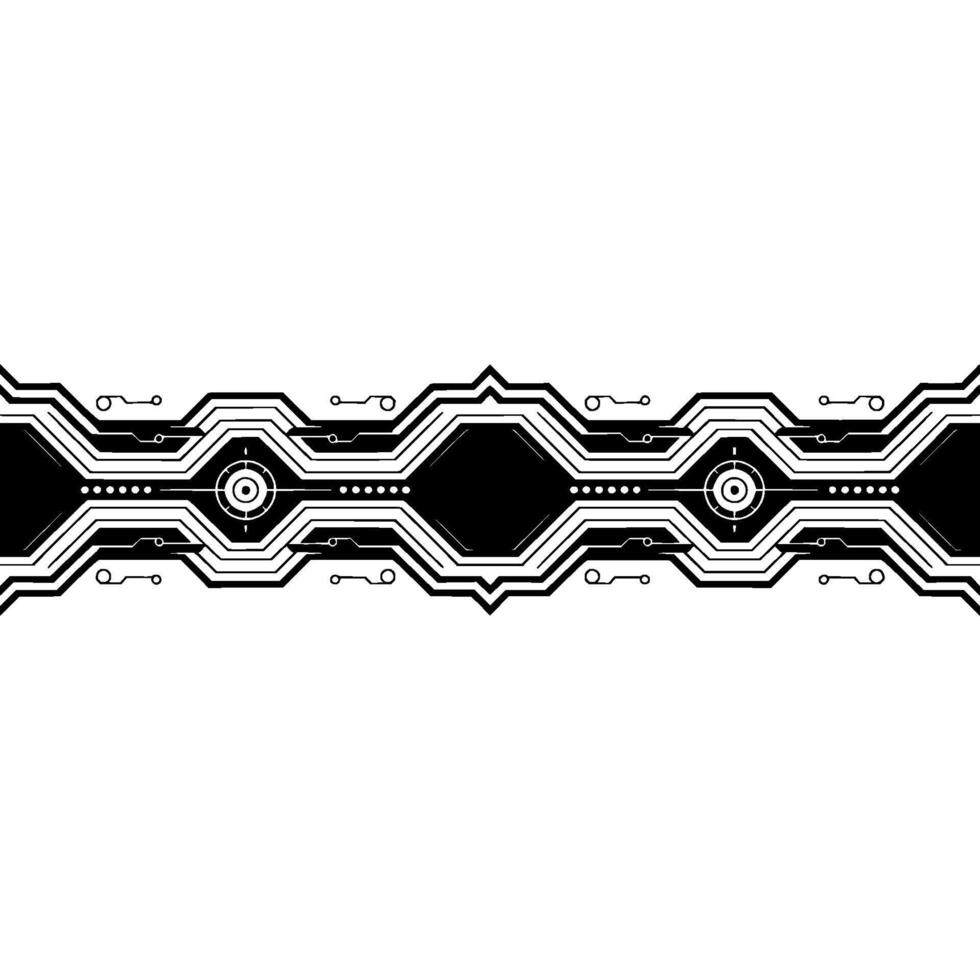 Geometric Tech Interface Element, Black White, Futuristic vector