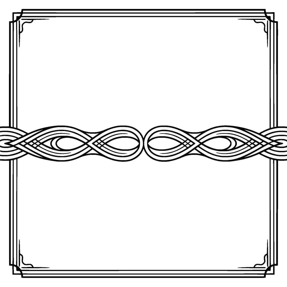 Elegant Art Deco Frame With Ornamental Border, Grayscale vector