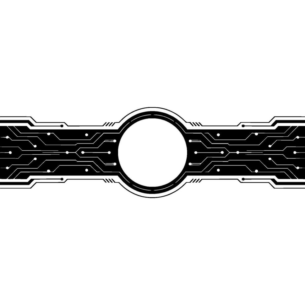 Abstract Tech Circuitry With Circular Frame Minimalist Background vector