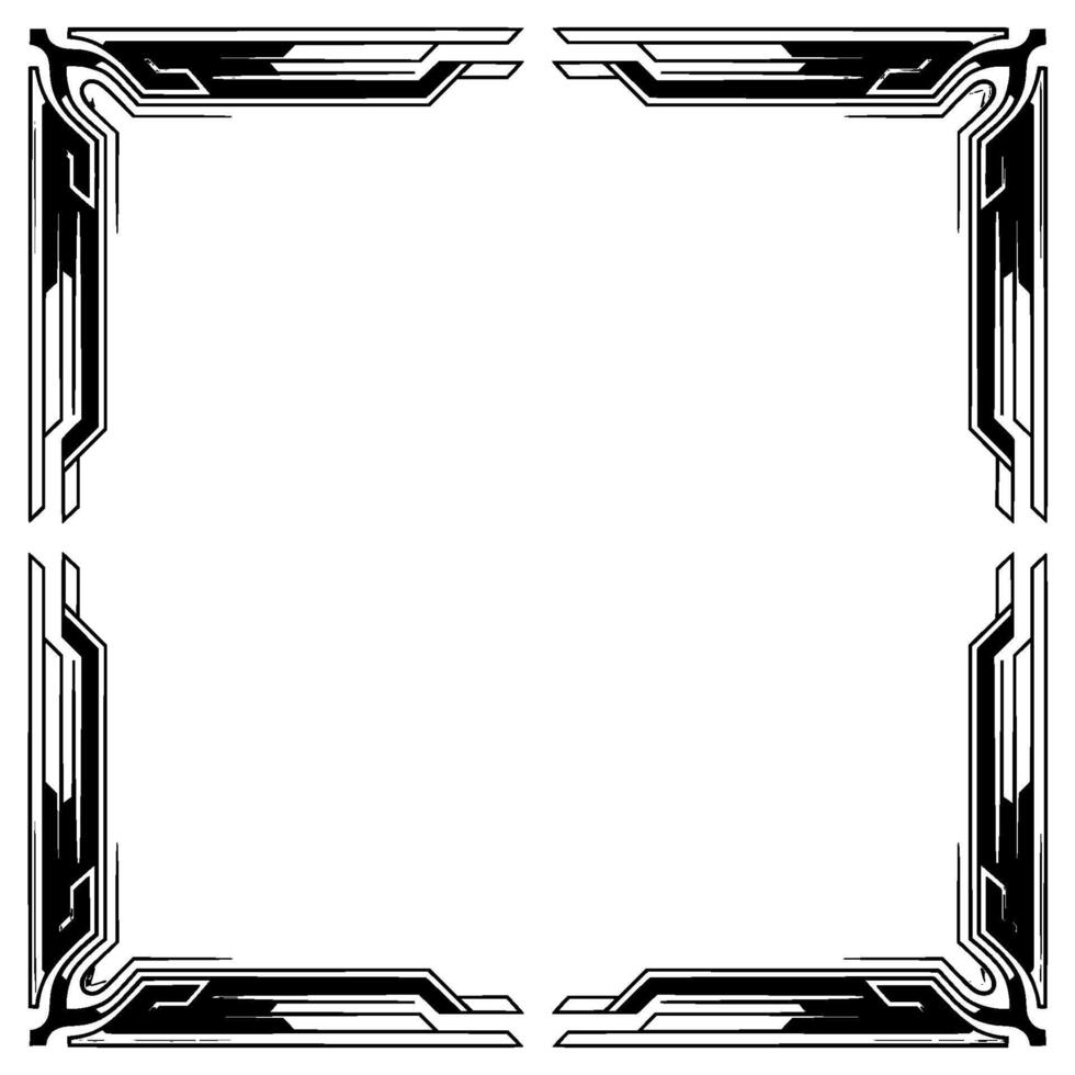 Futuristic Frame in Grayscale Cyberpunk, Modern, Geometric Border vector