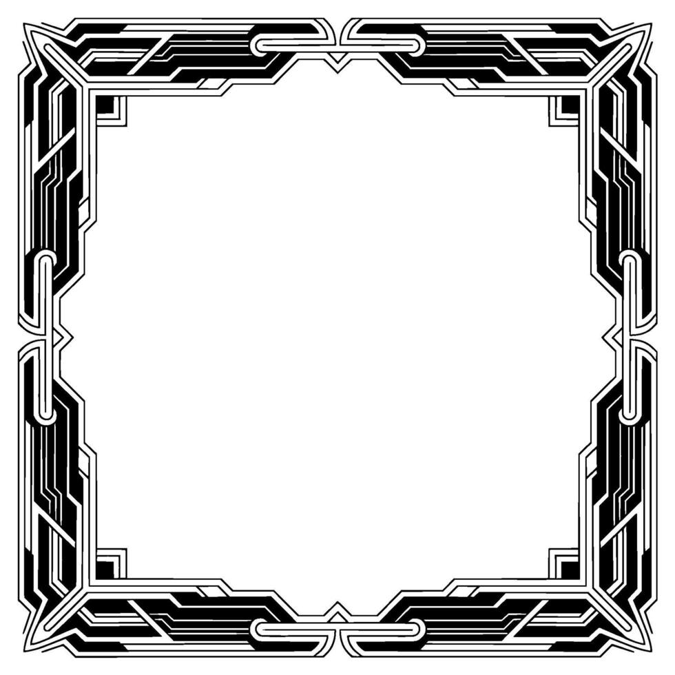 Art Deco Frame, Black and White Geometric Border, Elegant , Blank Space vector
