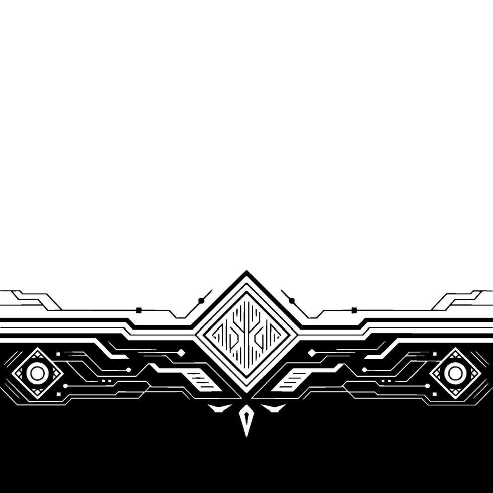 Tech Border Futuristic , Black and White, Geometric Pattern vector