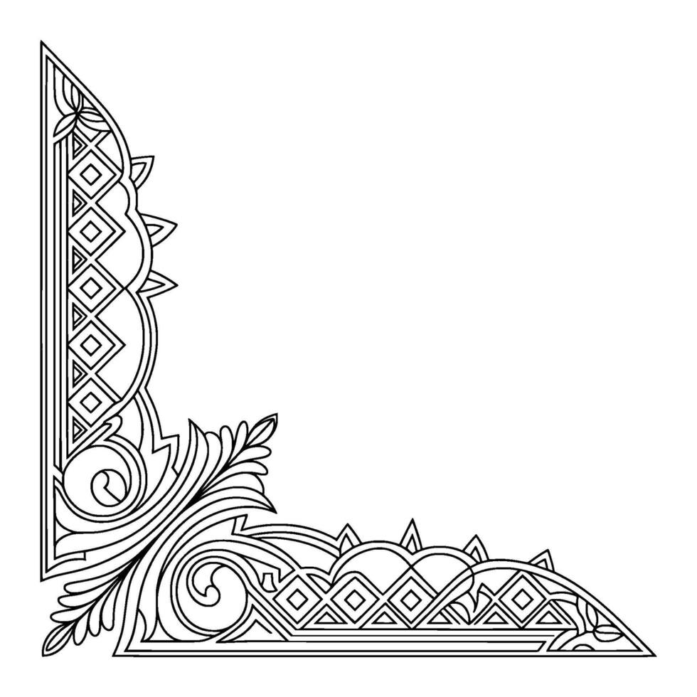 Elegant Geometric Corner Element, Black and White, vector
