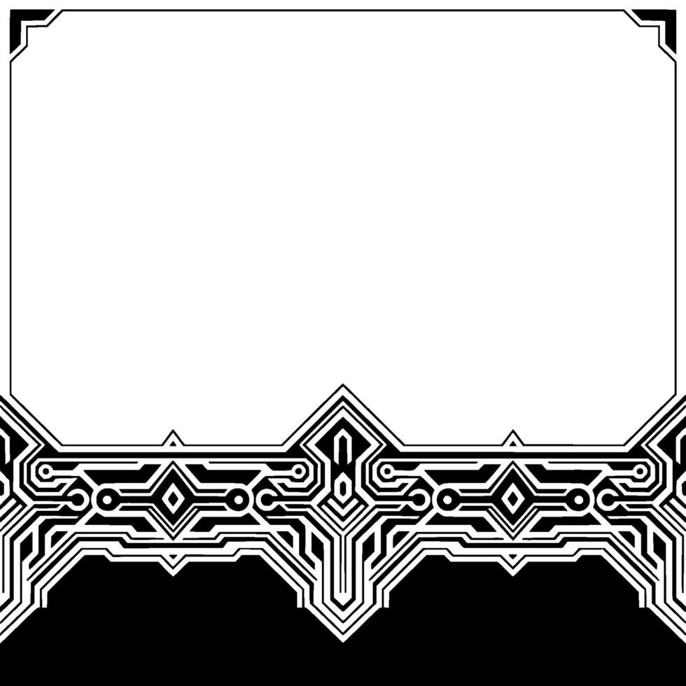 Techinspired Frame Border, Circuit Board Pattern, Black and White vector