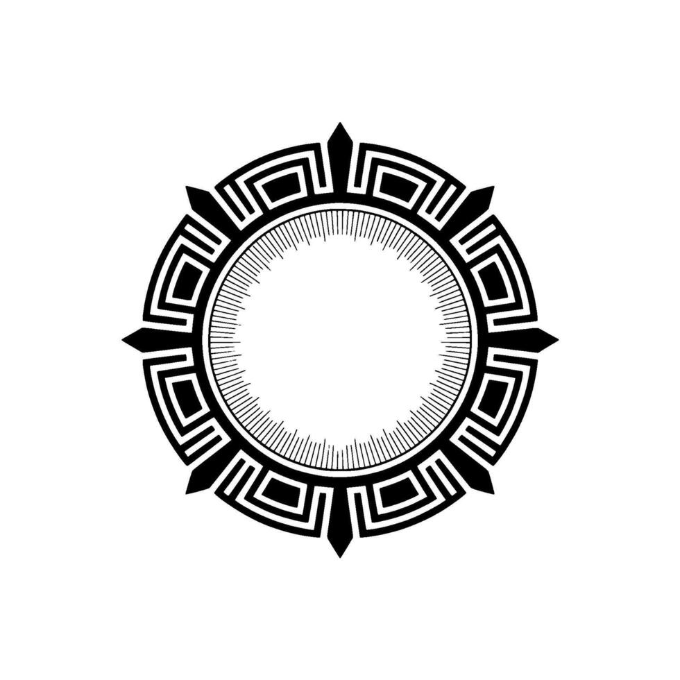 Geometric Art Deco Circular Frame, Black and White Element vector