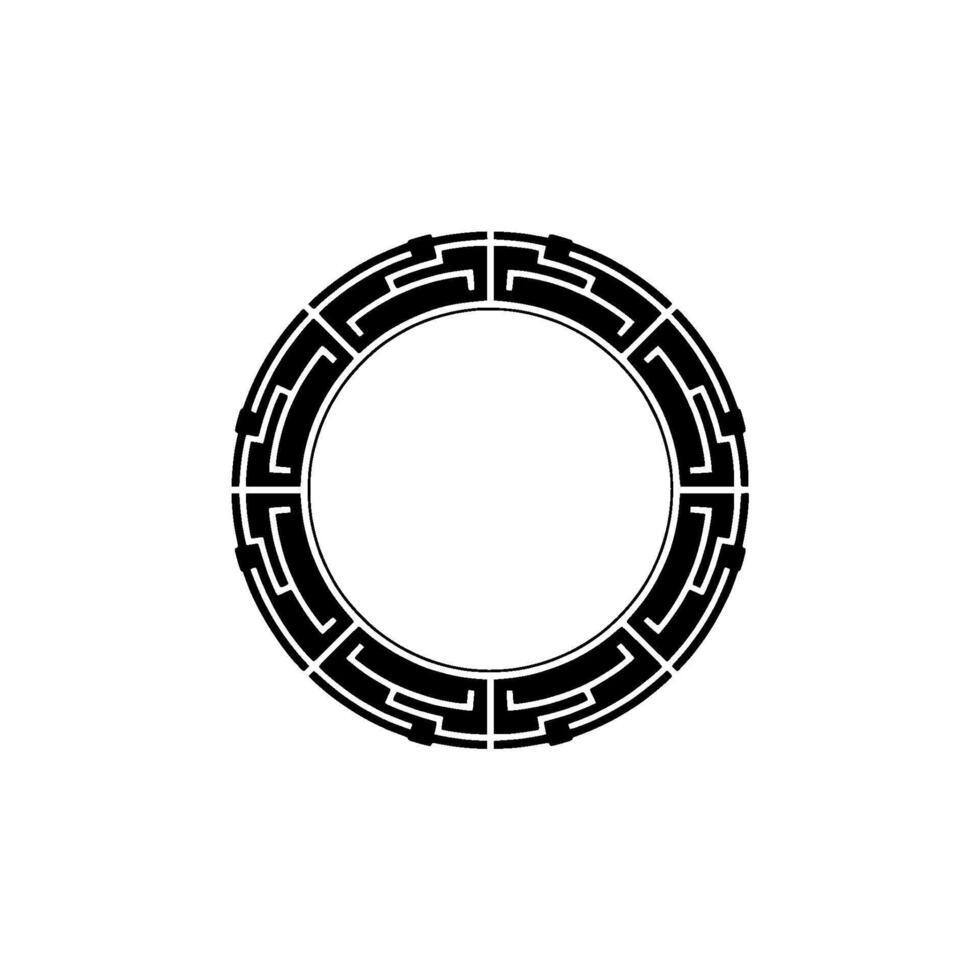 Geometric Black Circle Frame on White Background Minimalist vector