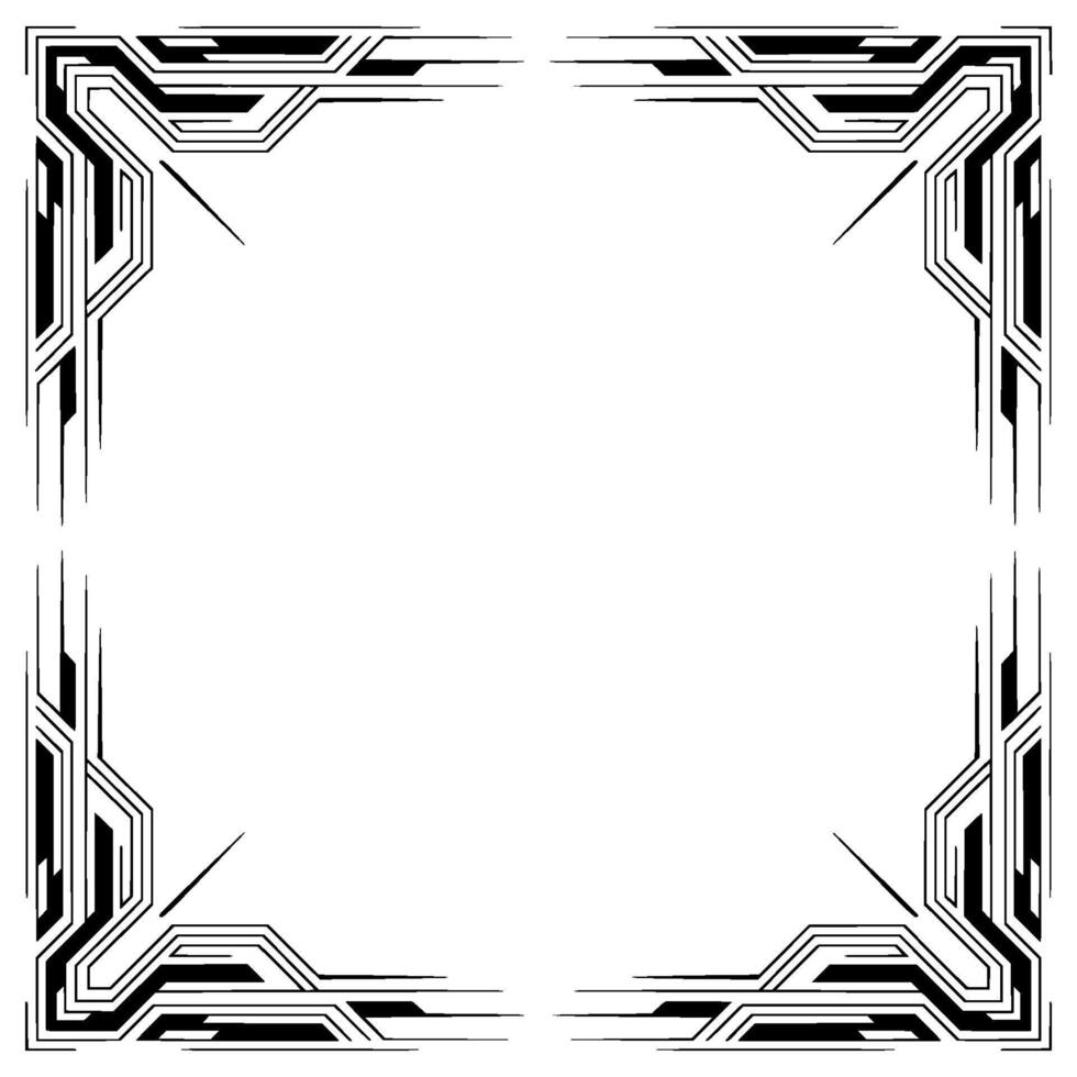 Geometric Art Deco Corner Frame Black Lines on White Background vector