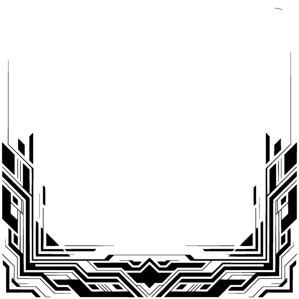 Modern Geometric Border Frame, Black and White Abstract vector