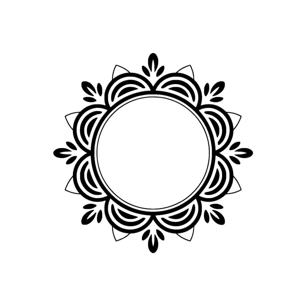 Elegant Black and White Circular Decorative Frame, Mandala Style vector