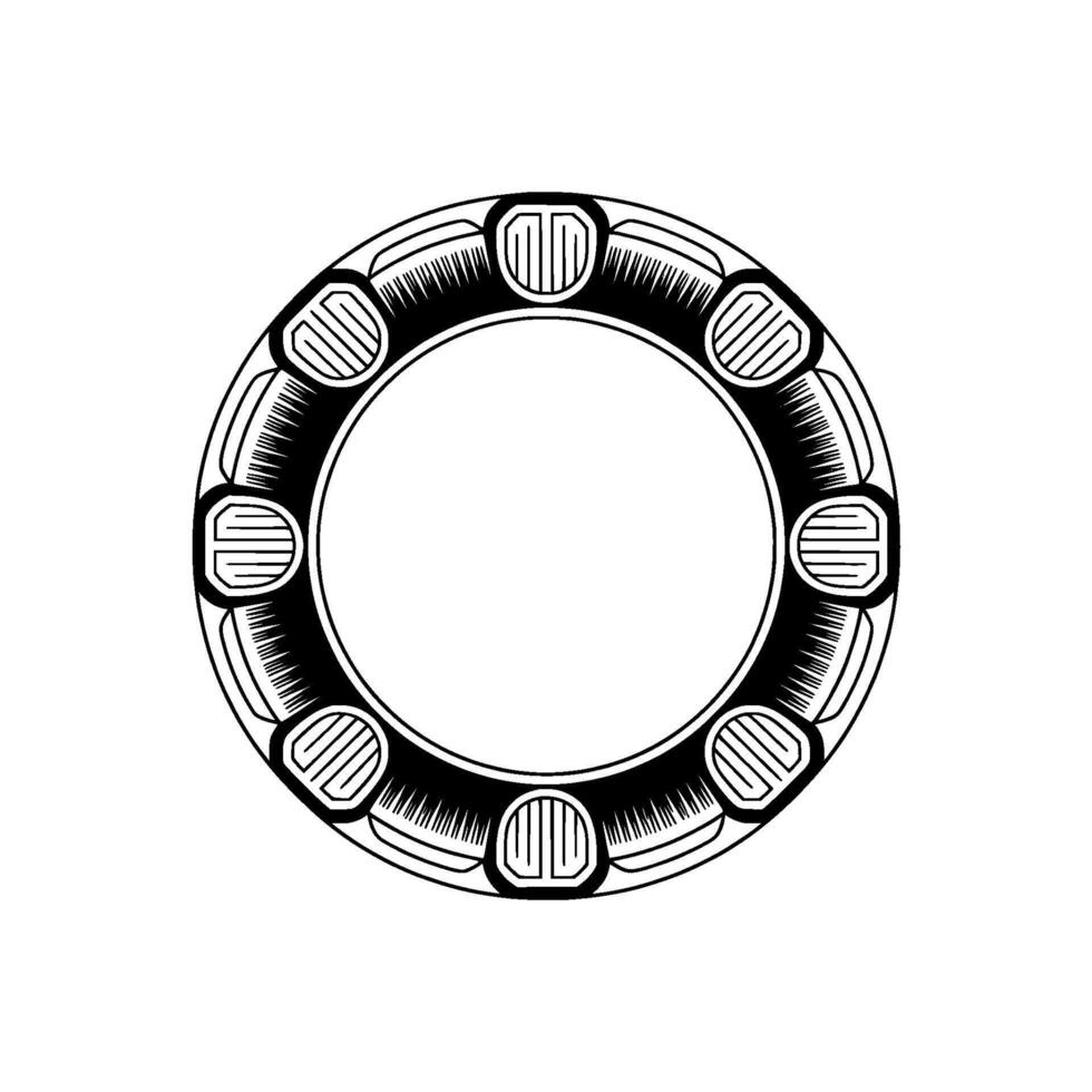 Abstract Geometric Circle Border, Black and White Decorative vector