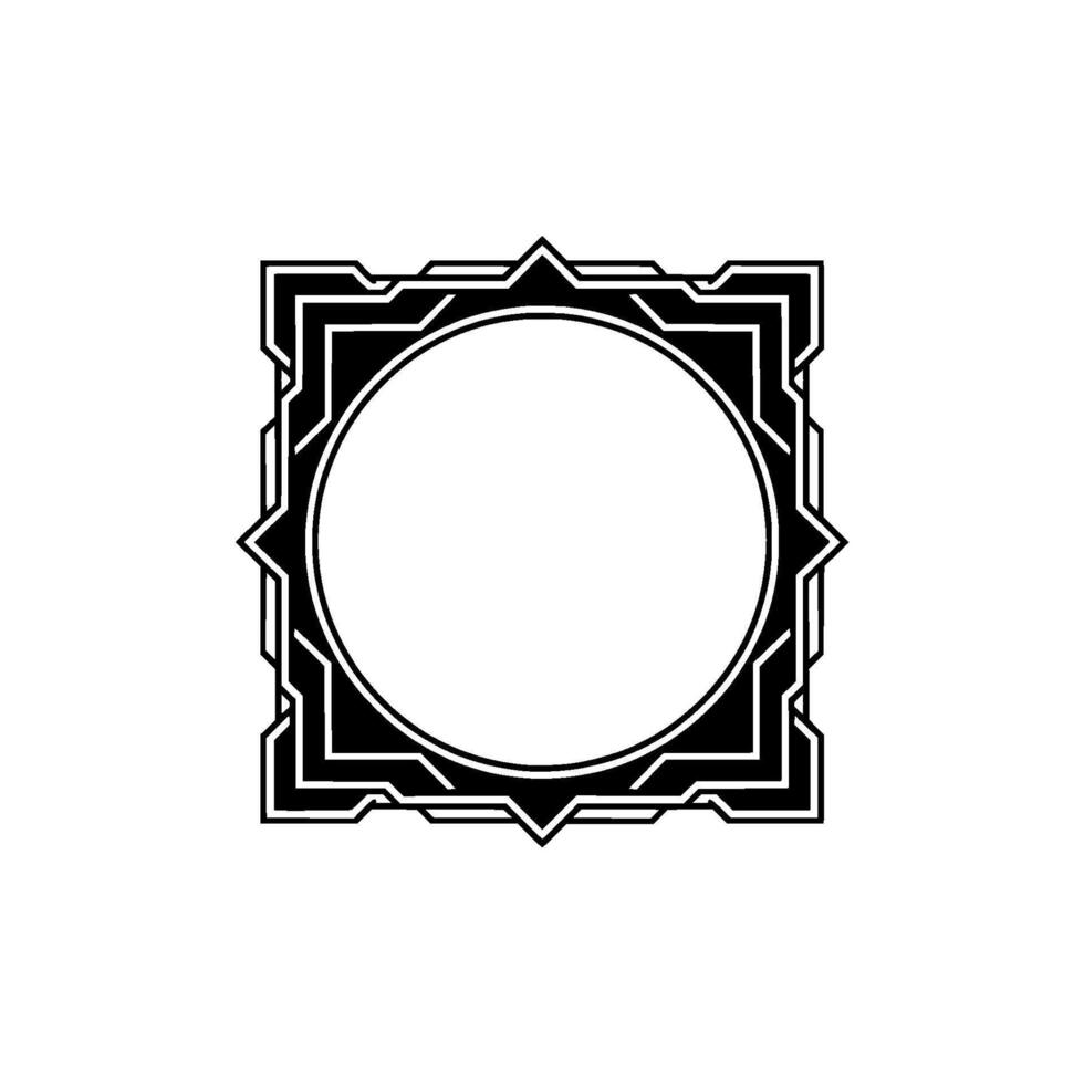 Geometric Art Deco Frame With Circular Space Black on White Background vector