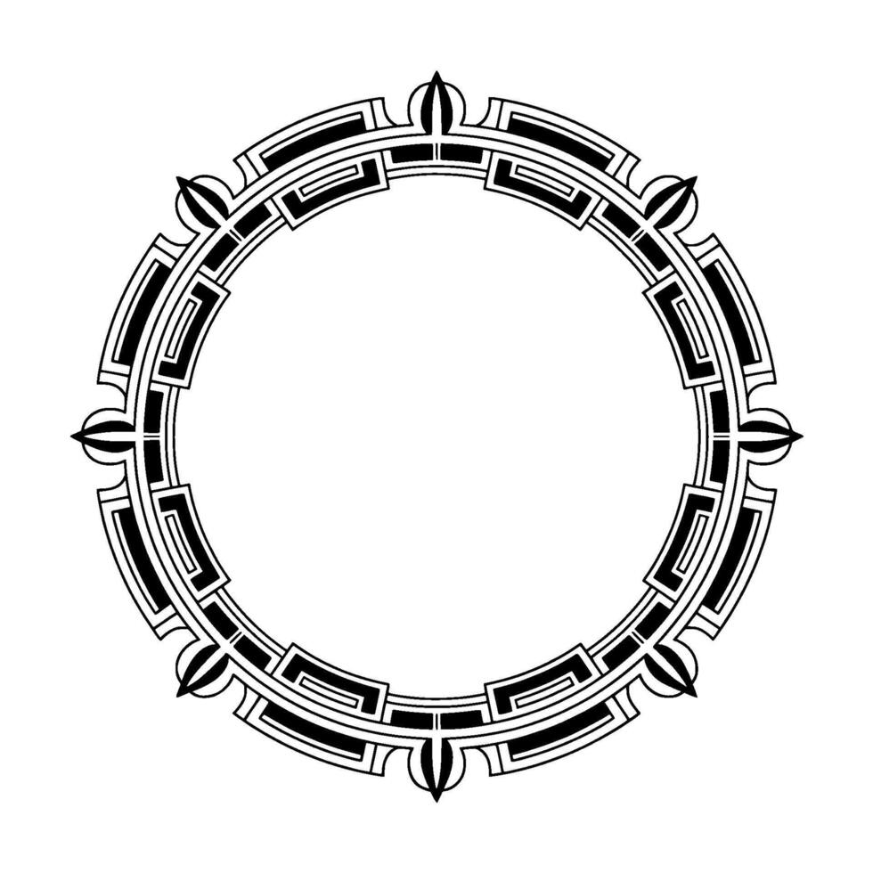 Geometric Black and White Circular Ornamental Frame on Gradient Background vector