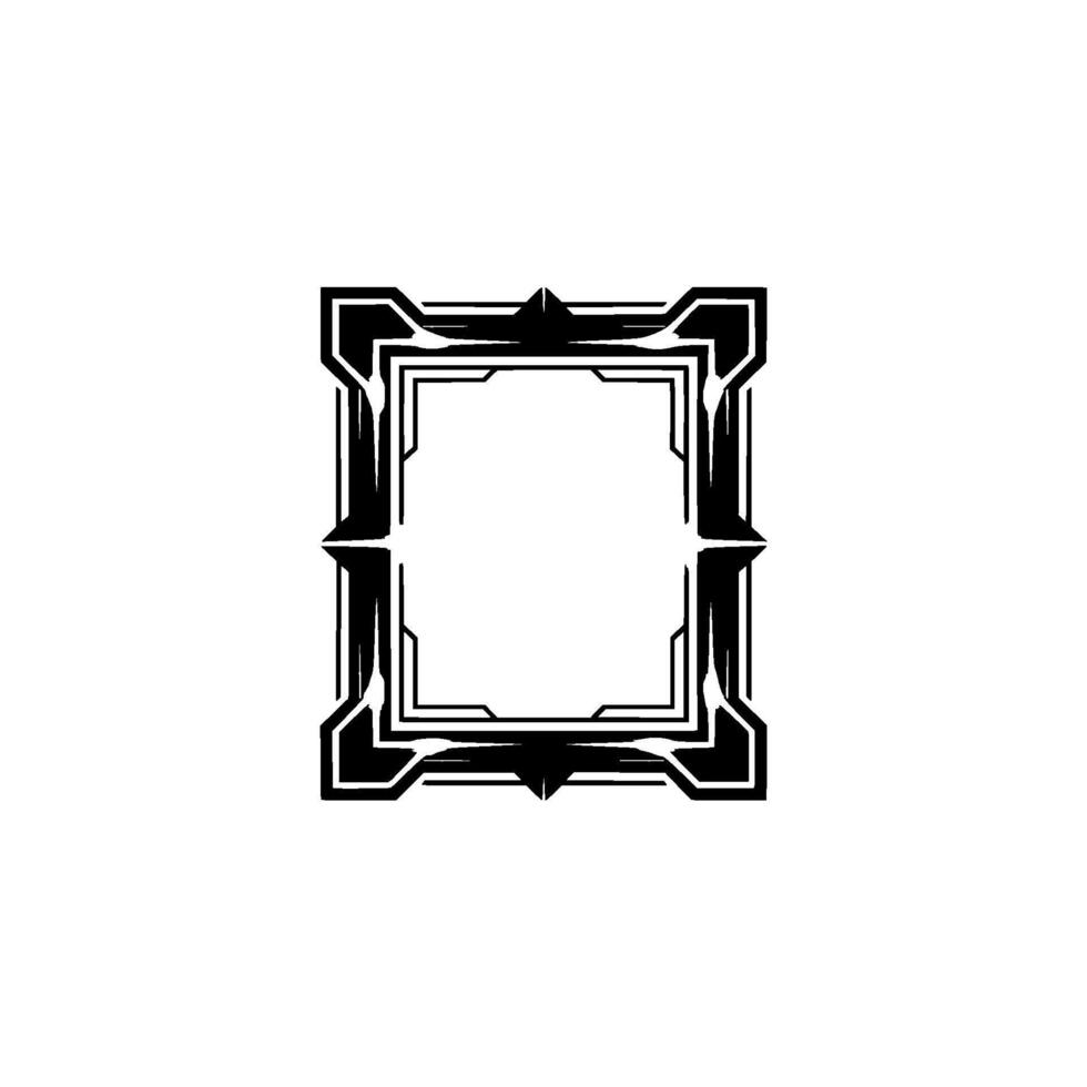 Futuristic Tech Frame Glossy Black White Geometric on White vector