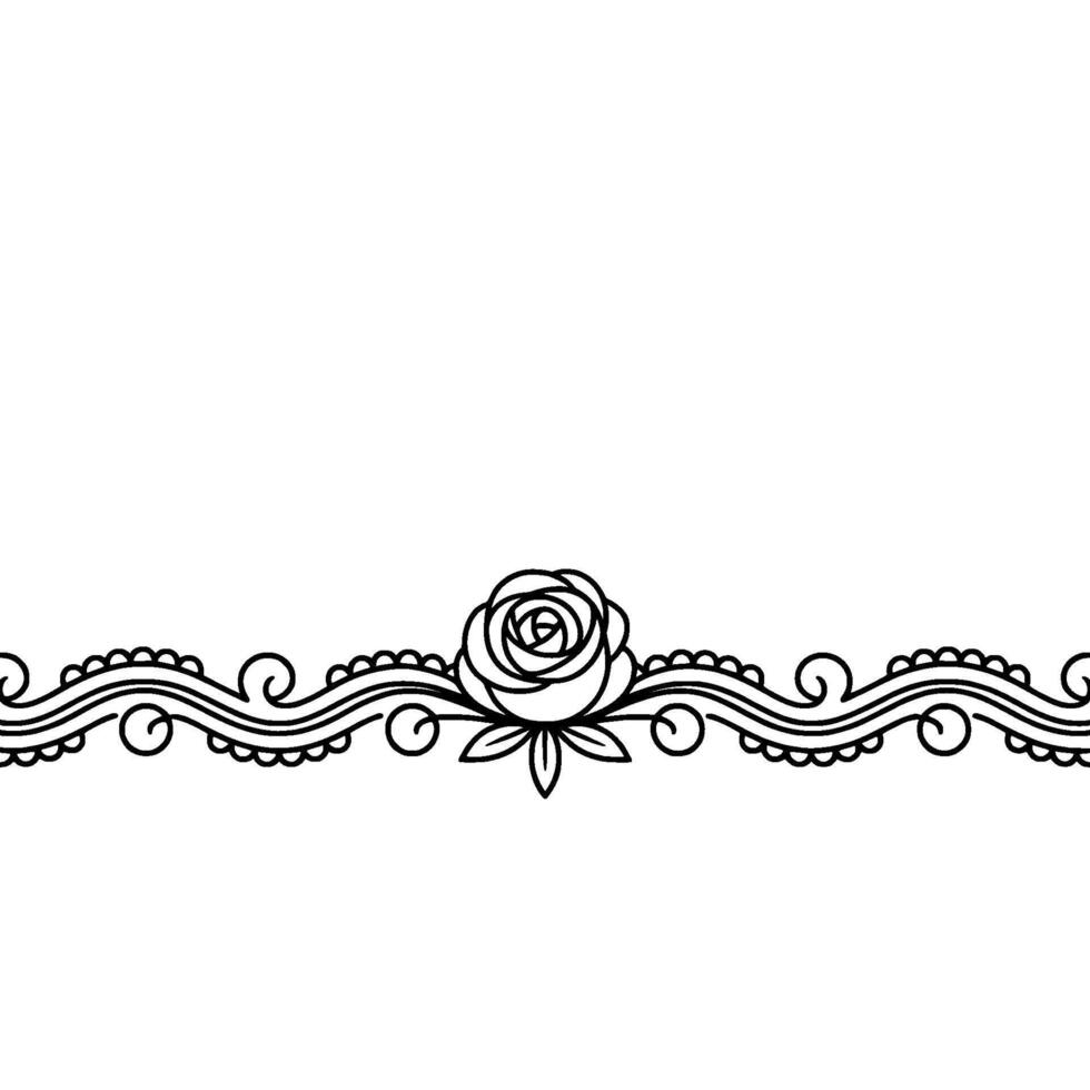 Elegant Line Art Rose Border on White Background vector