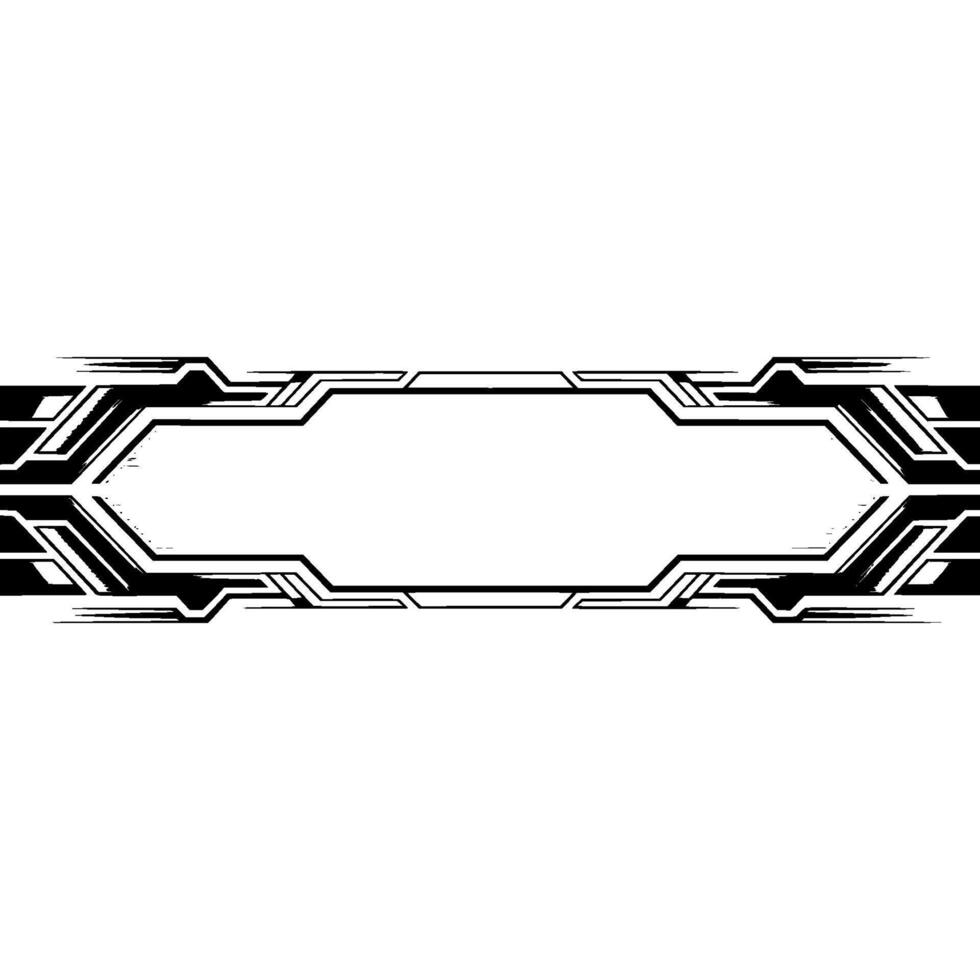 Tech Border Frame , Black and White, Futuristic Style, Blank Space vector