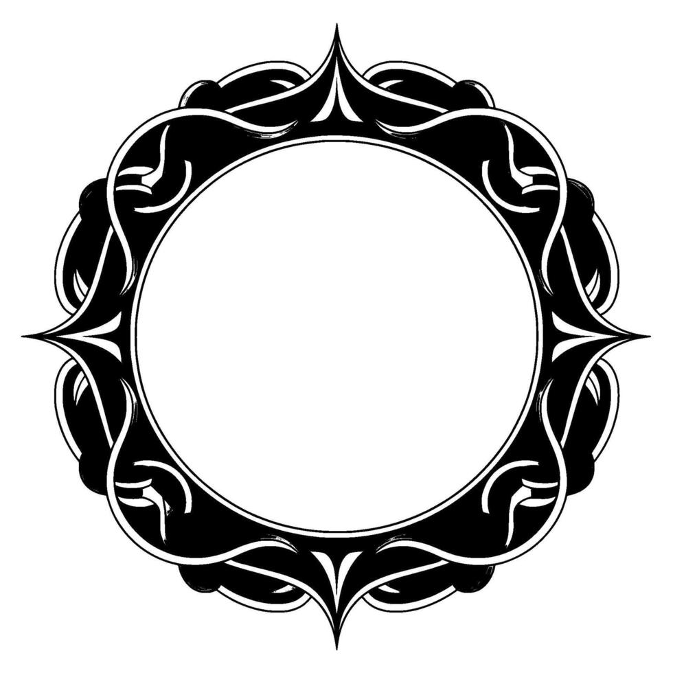 Ornate Circular Frame in Black White, Decorative Border vector