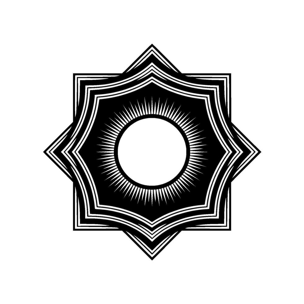 Geometric Starburst Emblem in Black and White, Minimalist vector