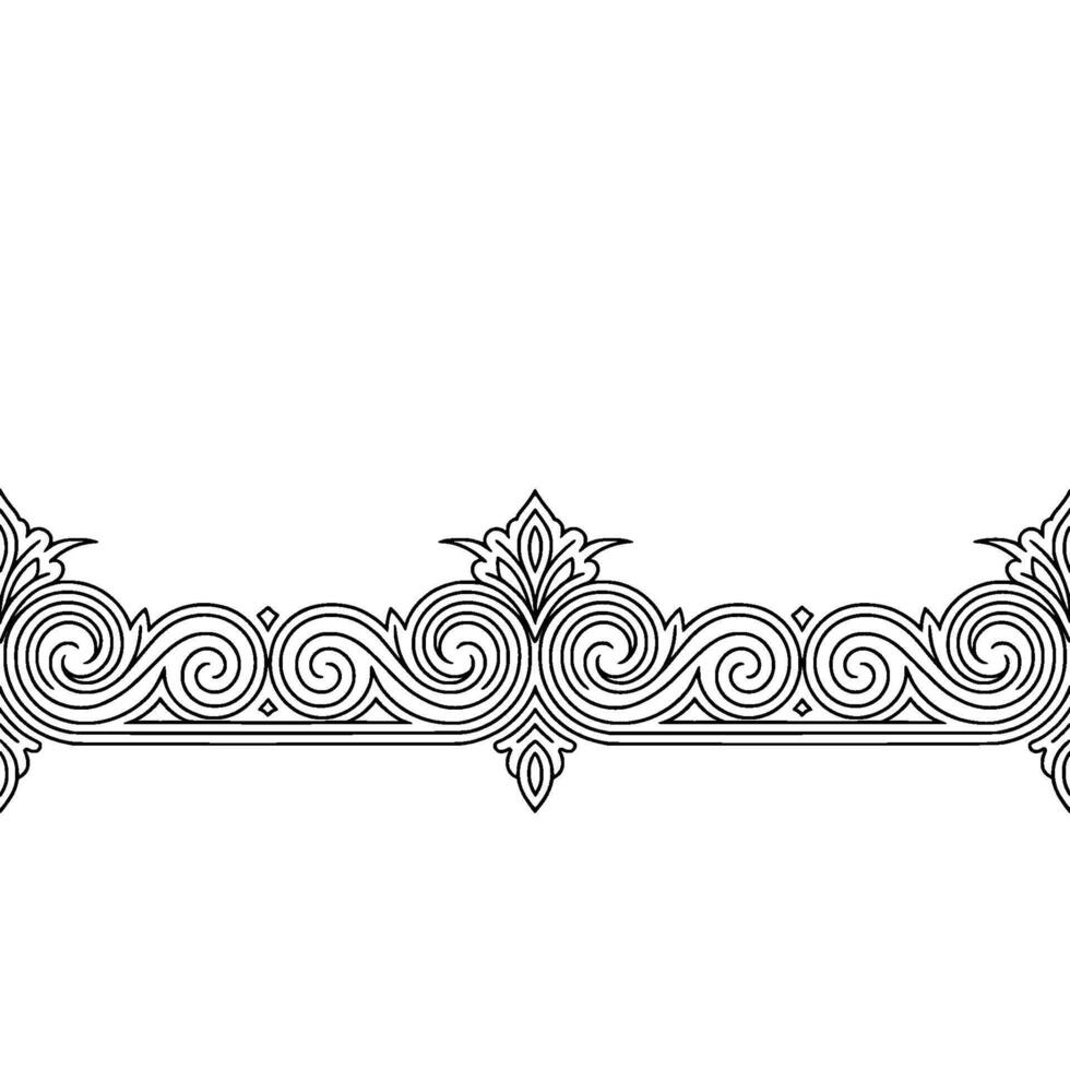 Elegant Black and White Swirl Ornament Border vector