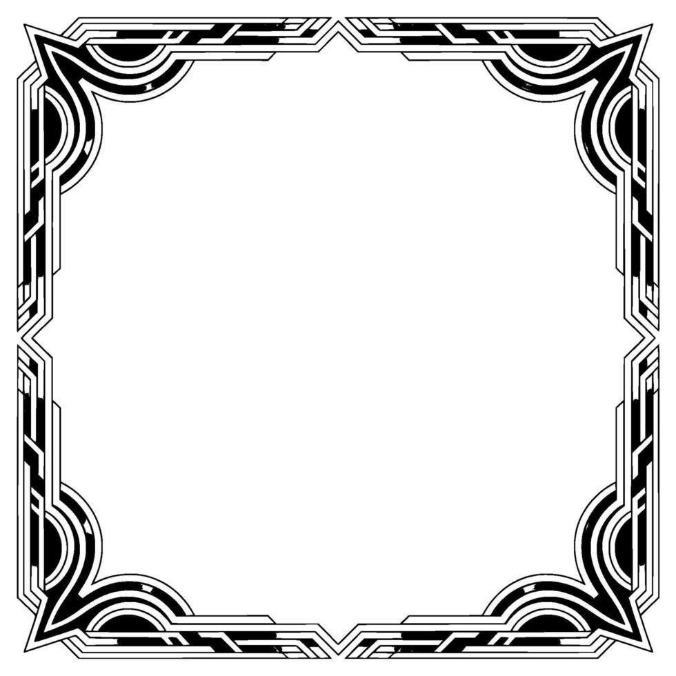Art Deco Frame Border Geometric Black and White , Empty Space vector