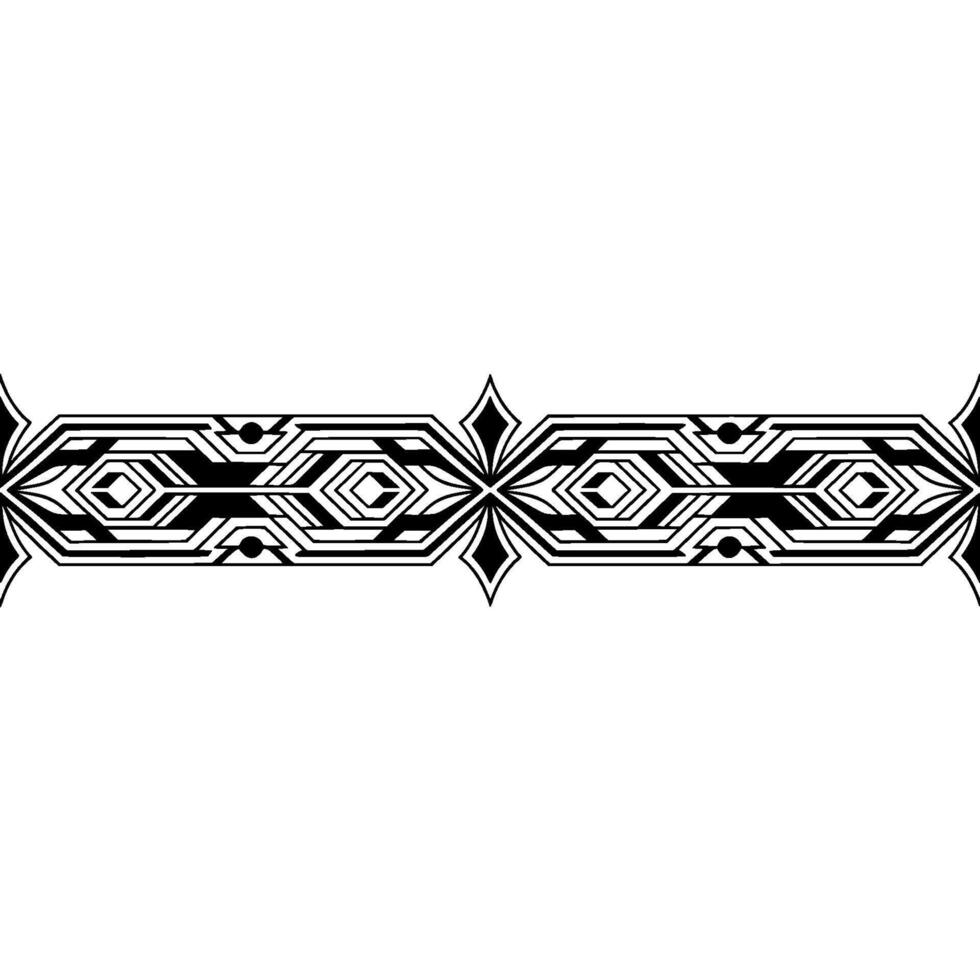 Geometric Art Deco Border Element on White, Monochromatic vector