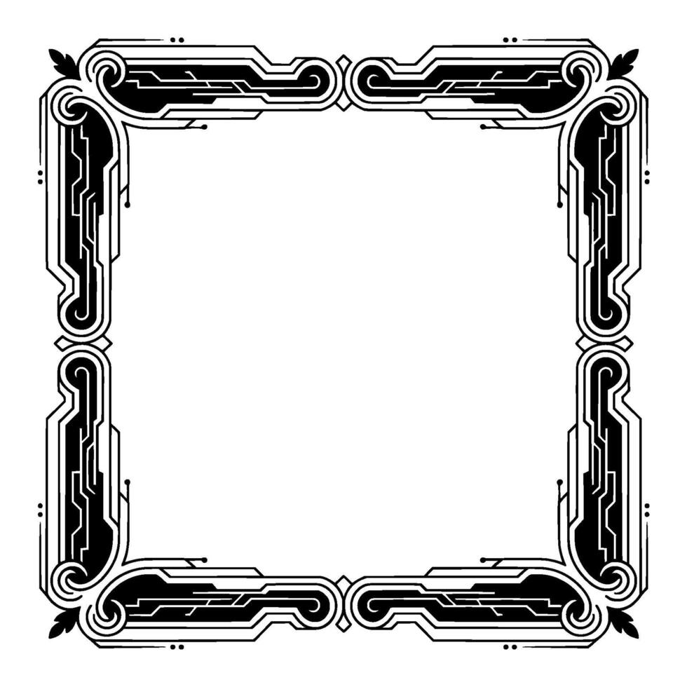 Art Deco Border Frame With Geometric and Floral Elements vector