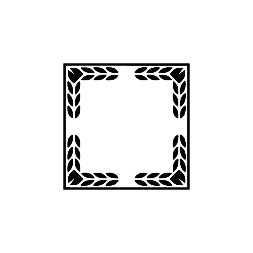 Elegant Black Wheat Frame on White Background vector