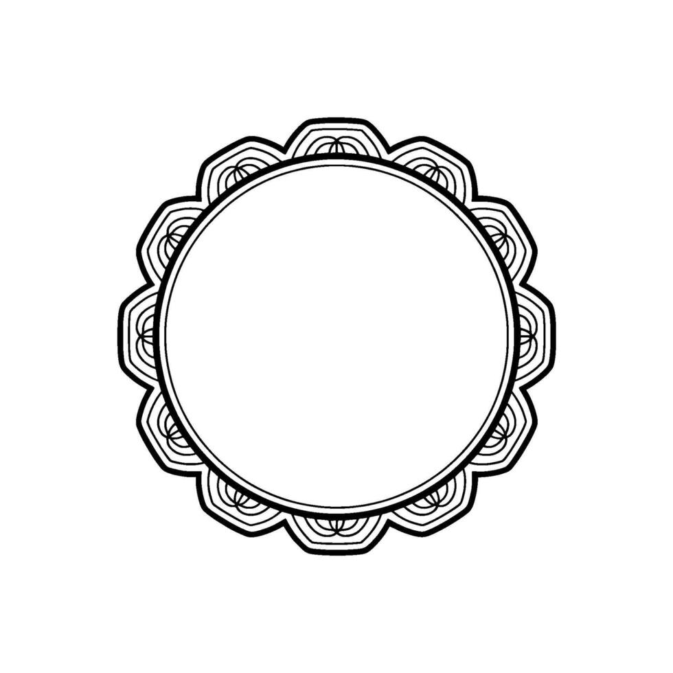 Elegant Round Frame With Decorative Edge Monochromatic vector