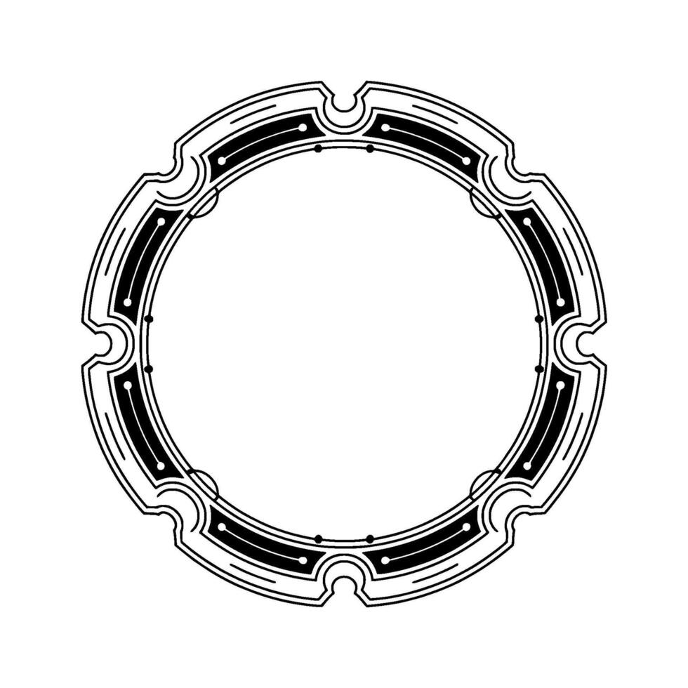 Art Deco Circular Frame, Minimalist , Black and White vector