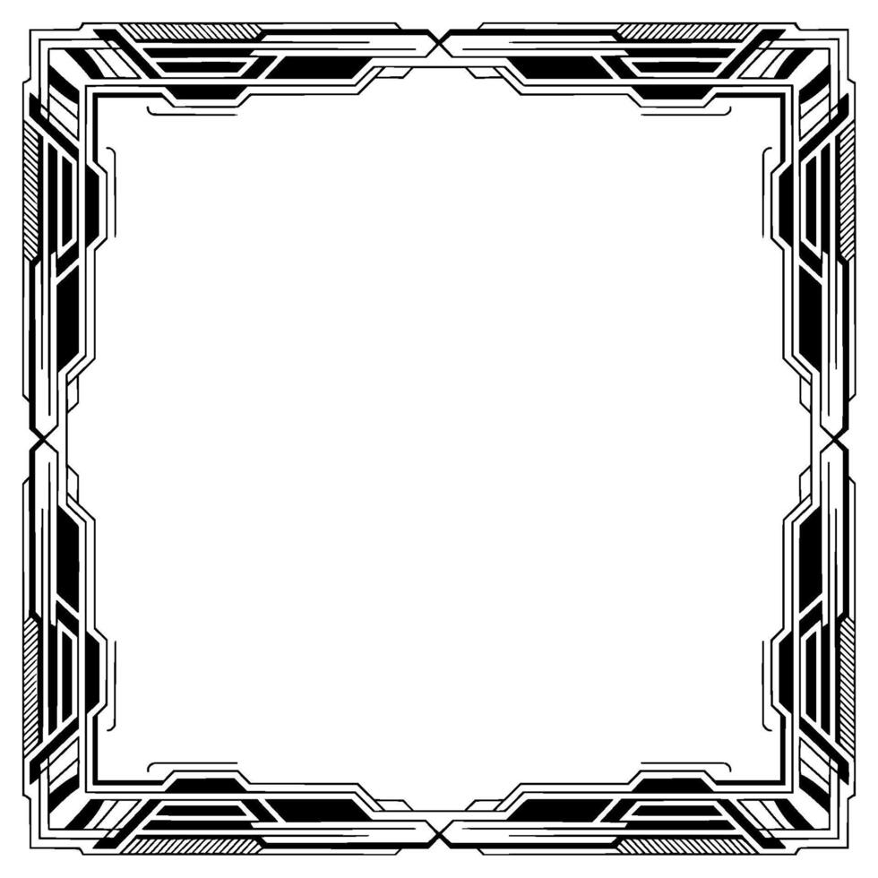Geometric Tech Frame Art Deco Style Border With Blank Space for vector