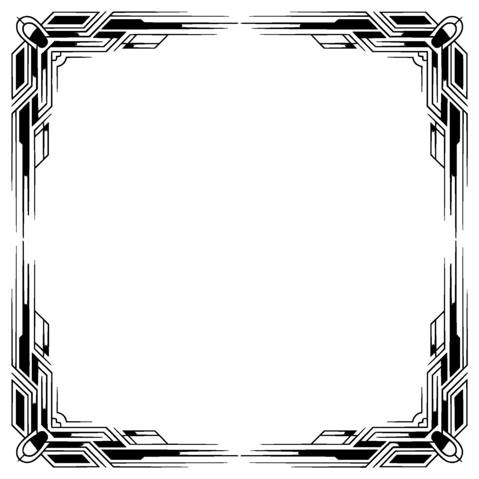 Art Deco Border With Geometric Elements, Isolated on White vector
