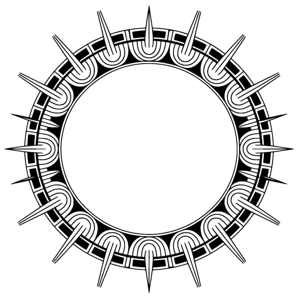 Geometric Circle With Spikes Abstract Ornamental Frame vector