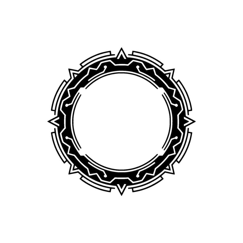 Futuristic Tech Ring Black White Element vector
