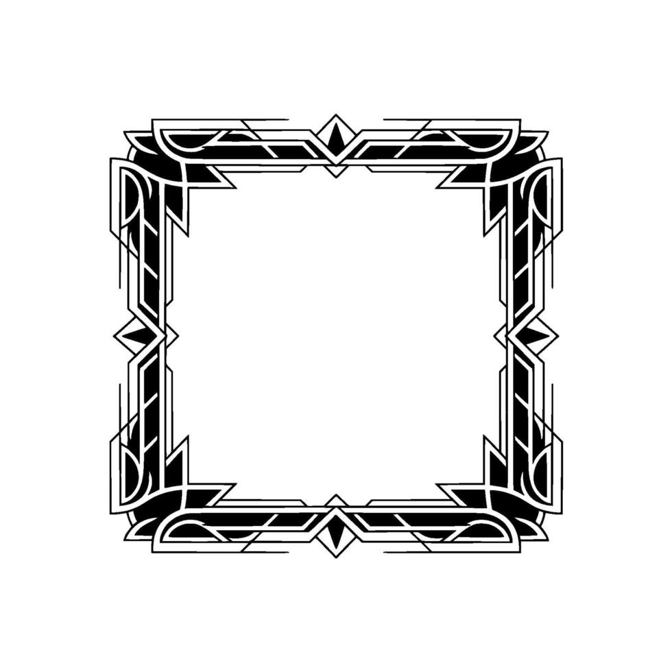 Art Deco Square Frame Elegant Geometric Border on White vector