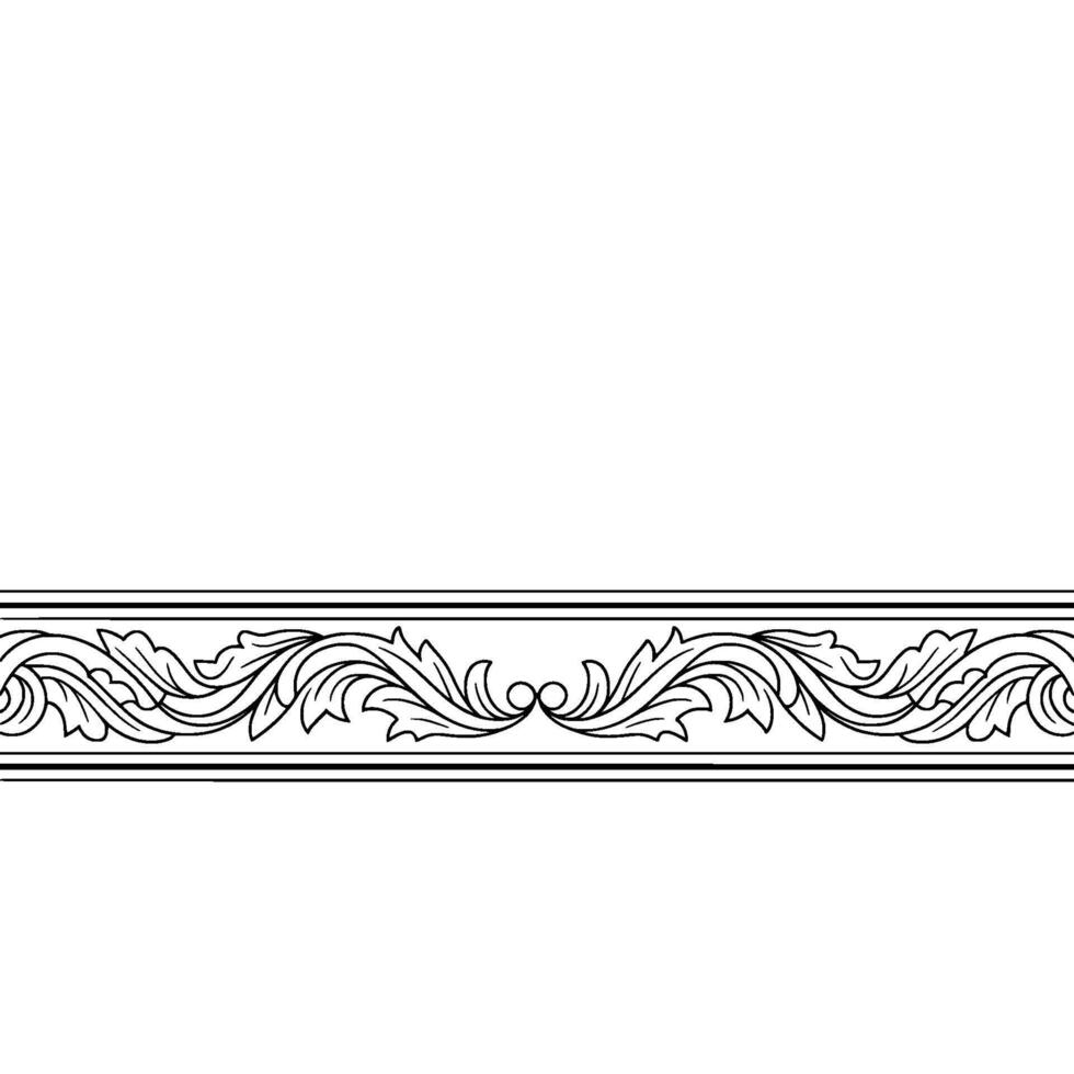 Elegant Scrollwork Border, Black and White, Decorative Element vector