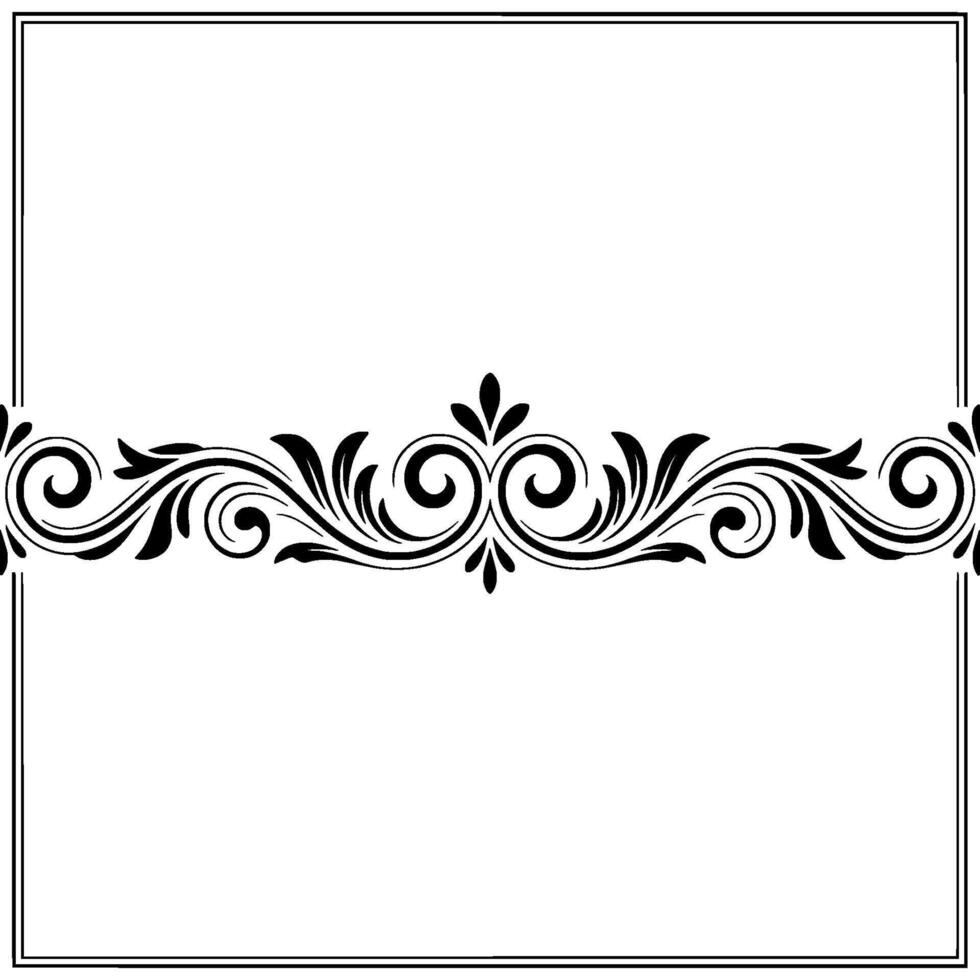 Elegant Black Floral Border on White, Minimalist vector
