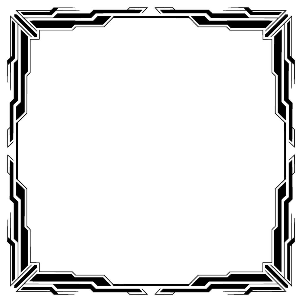 Modern Geometric Frame Black White Tech Border for Digital Media vector