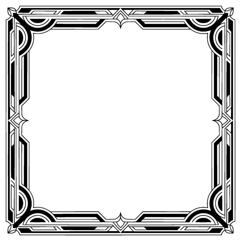 Art Deco Frame Border in Black and White, Elegant vector