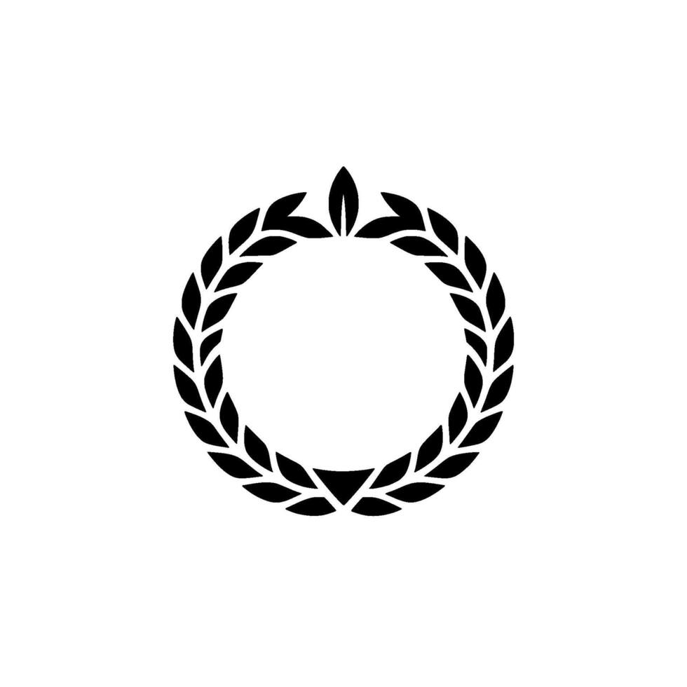Minimalist Black Laurel Wreath on White Background vector