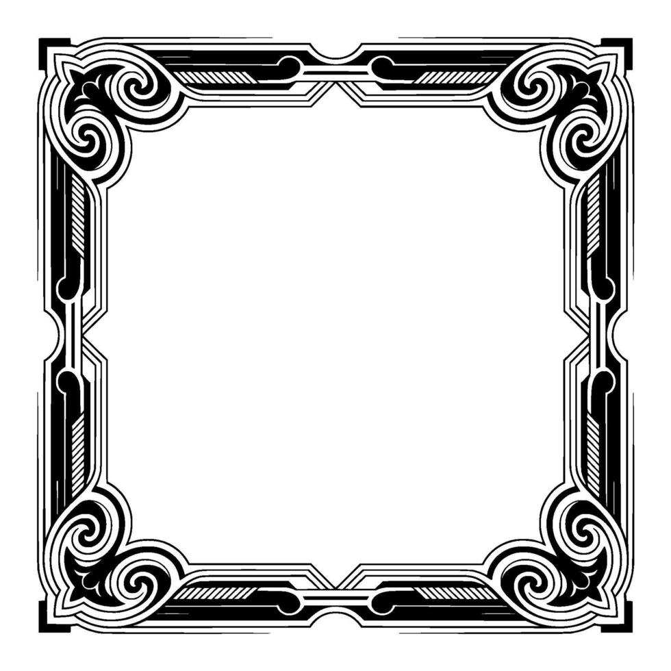Intricate Art Deco Frame Elegant Black and White Border vector