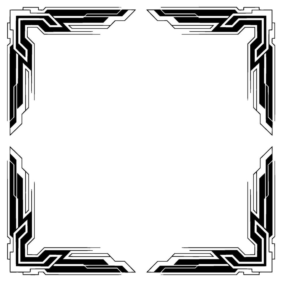 Futuristic Frame Geometric Black White Border Element vector