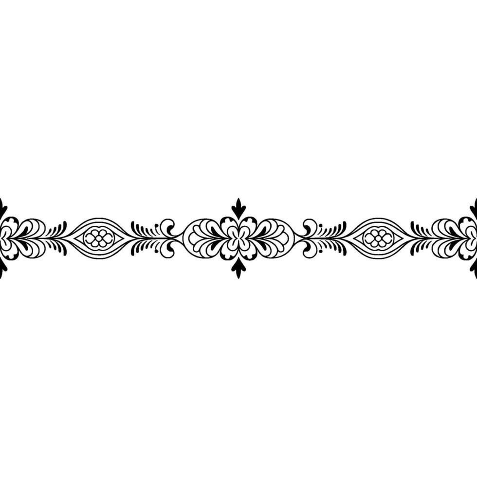Elegant Black and White Floral Border , Minimalist Ornament vector