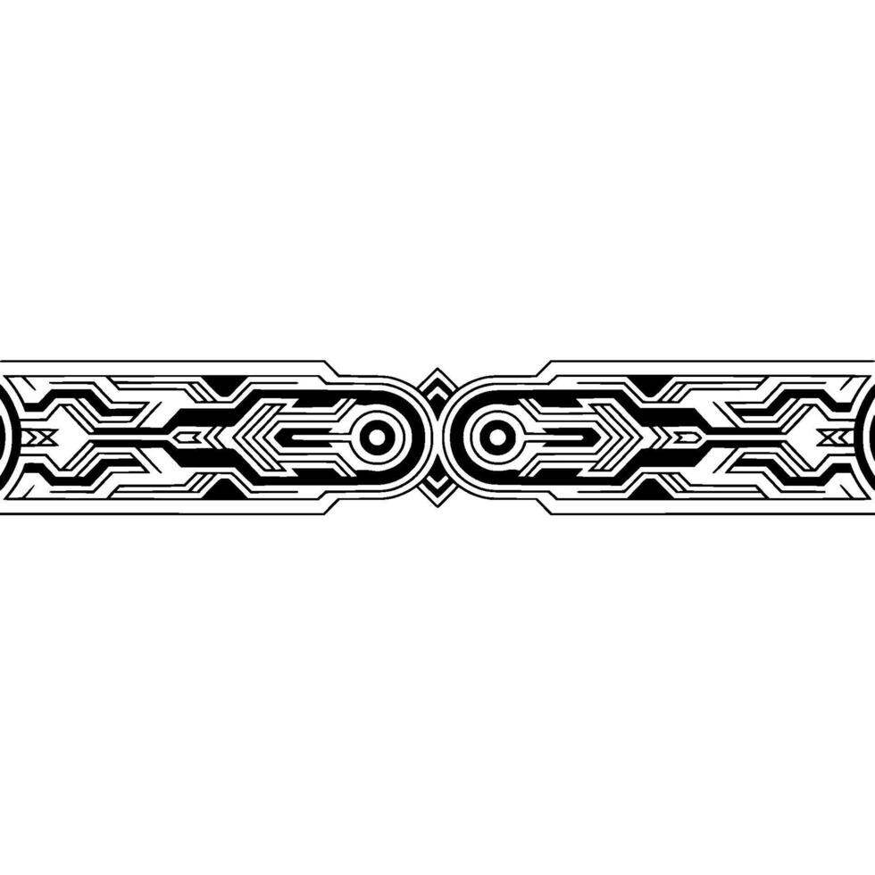 Modern Geometric Border Black and White Tech Pattern vector
