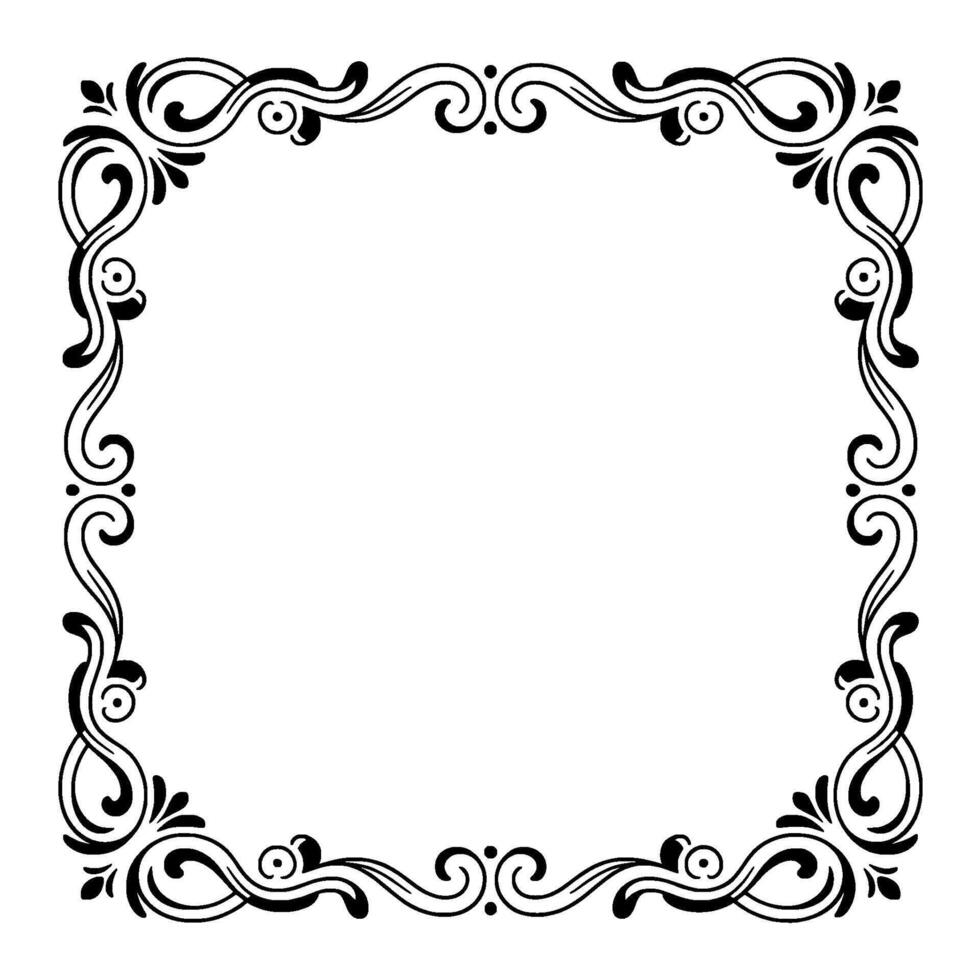 Elegant Black Swirl Frame on White Background vector