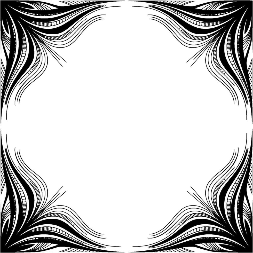 Abstract Corner Frame Black White Wavy Lines, Element vector