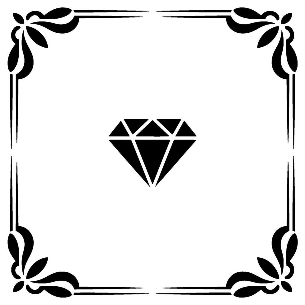 Diamond With Decorative Border in Geometric Style vector